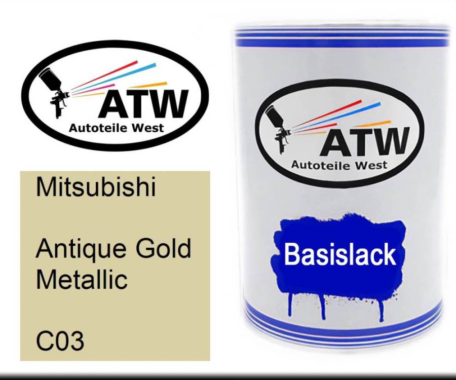 Mitsubishi, Antique Gold Metallic, C03: 500ml Lackdose, von ATW Autoteile West.